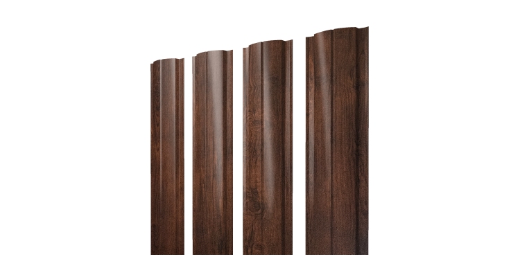 Штакетник Полукруглый Slim с прямым резом 0.45 Print Premium Cherry Wood Dark FTC